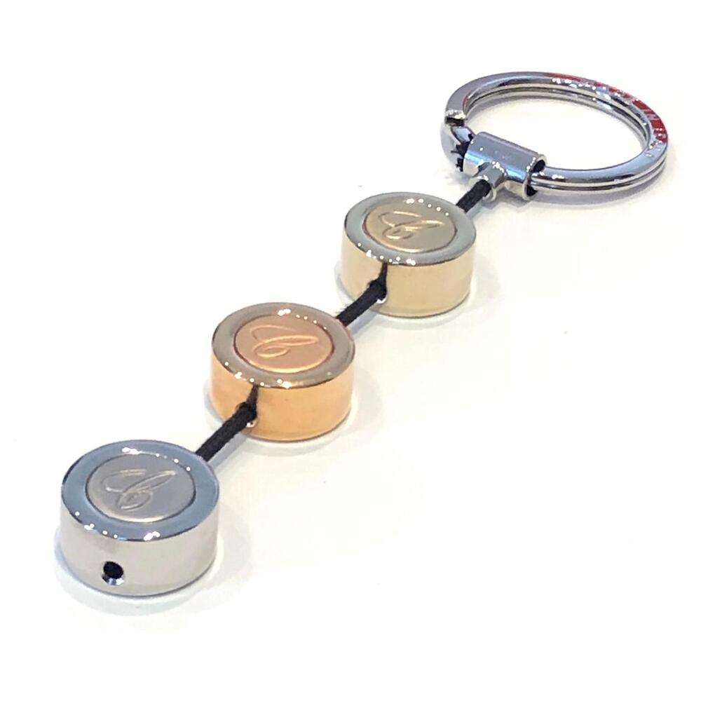 Chopard Logo Keychain Tri-Tone Metal Italy Luxury Bag Charm Accessory 5in